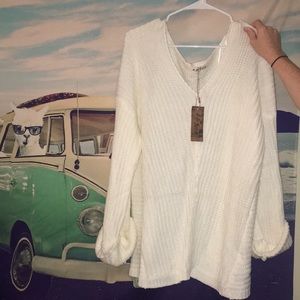 Cream over sized cozy sweater